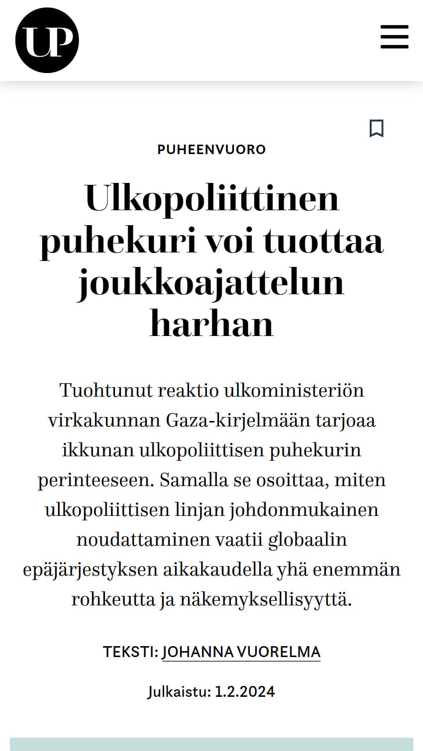 Ulkopoliittinen puhekuri voi tuottaa joukkoajattelun harhan